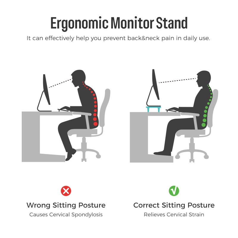 loukin Monitor Stand Riser for Desk, 22.4" x 8.3" Larger Computer Stand for Laptop, PC, Printer, Sturdy Desktop Computer Shelf with Non-Skid Rubber, Home Office (Brown) - Image 5