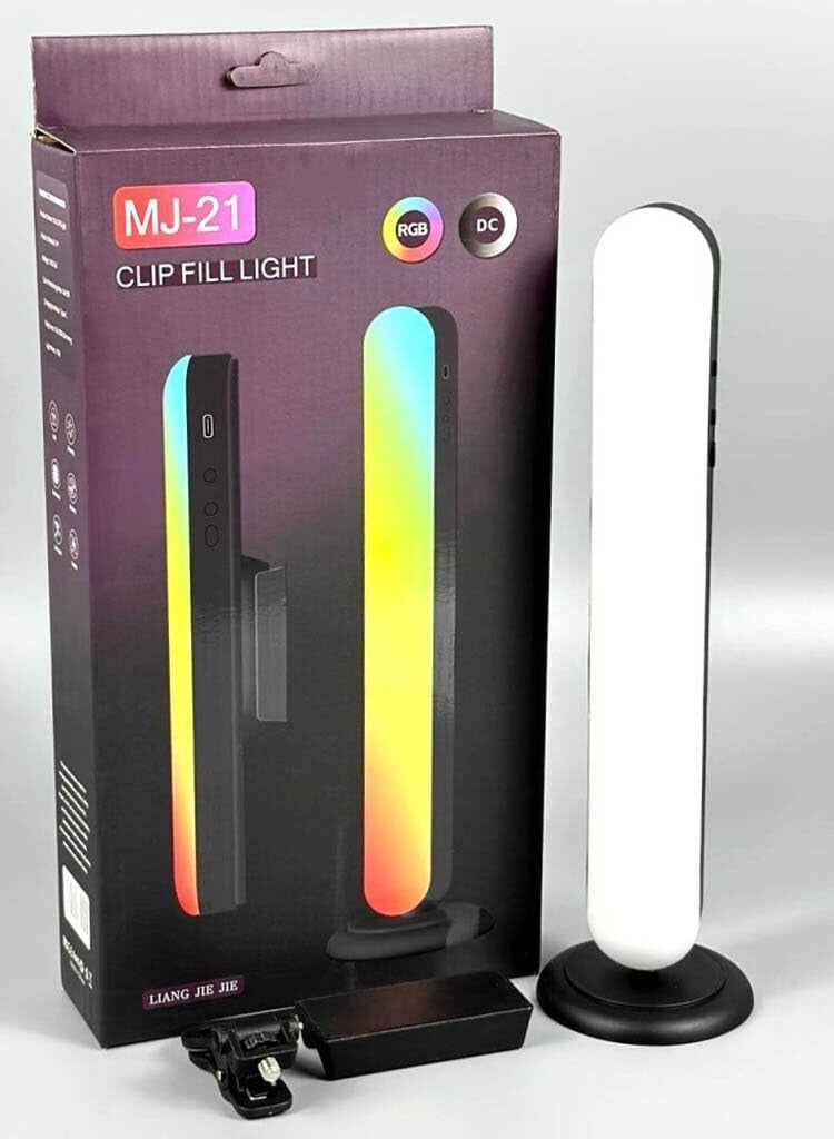 لمبة إضاءة RGB مغناطيسية MJ-21 مع مشبك – إضاءة تصوير وفيديو للموبايل، بث مباشر، تيك توك، يوتيوب، اجتماعات أونلاين، مكياج وصناعة المحتوى – قابلة للشحن Type-C - Image 2