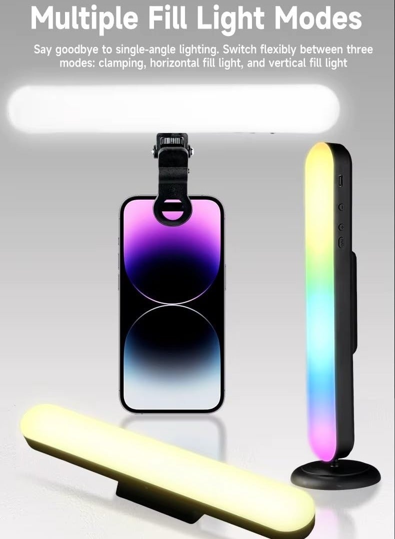 لمبة إضاءة RGB مغناطيسية MJ-21 مع مشبك – إضاءة تصوير وفيديو للموبايل، بث مباشر، تيك توك، يوتيوب، اجتماعات أونلاين، مكياج وصناعة المحتوى – قابلة للشحن Type-C - Image 1