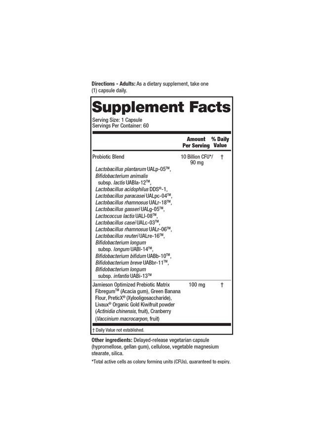 Jamieson Probiotics 10 Billion Probiotics For Women Probiotics For Men Daily Probiotic Supplement For Digestion Restore Gut Health And Immune System Support (60 Count) - Image 3