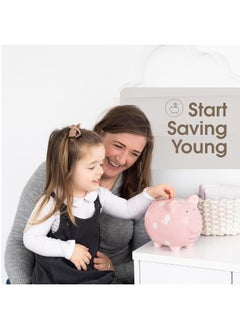 pearhead Pearhead Large Ceramic Piggy Bank Ideal for Boys and Girls Kids Money and Coin Bank Perfect Baby Girl Nursery Dcor Great Gift and Newborn Keepsake Pink Polka Dots  - Image 4