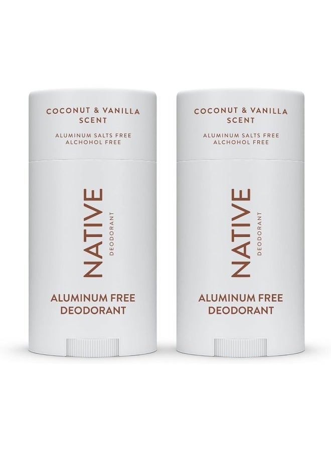 native مزيل العرق نيتيف | مزيل عرق طبيعي للنساء والرجال، خالي من الألمنيوم مع بيكربونات الصوديوم، بروبيوتيك، زيت جوز الهند وزبدة الشيا | جوز الهند والفانيليا - عبوة من 2 - Image 1