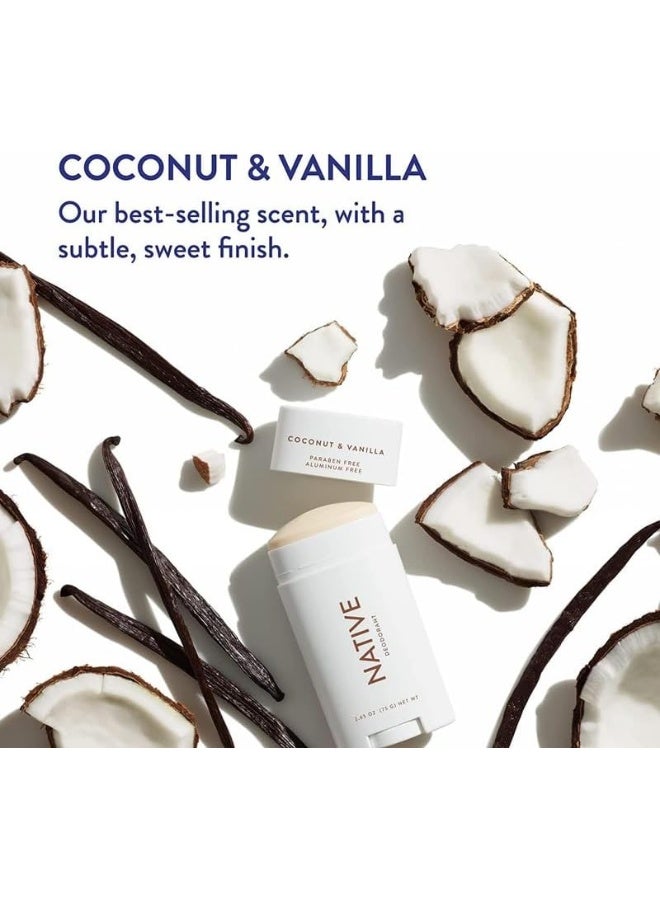 native مزيل العرق نيتيف | مزيل عرق طبيعي للنساء والرجال، خالي من الألمنيوم مع بيكربونات الصوديوم، بروبيوتيك، زيت جوز الهند وزبدة الشيا | جوز الهند والفانيليا - عبوة من 2 - Image 5