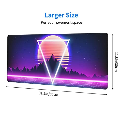 Echoserein Retro Vaporwave Gaming Mouse Pad Cool Desk Mat Synthwave Neon Large XL Long Extended Pads Big Mousepad for Home Office Decor Accessories - Image 3