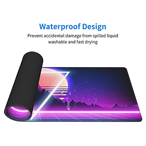 Echoserein Retro Vaporwave Gaming Mouse Pad Cool Desk Mat Synthwave Neon Large XL Long Extended Pads Big Mousepad for Home Office Decor Accessories - Image 4