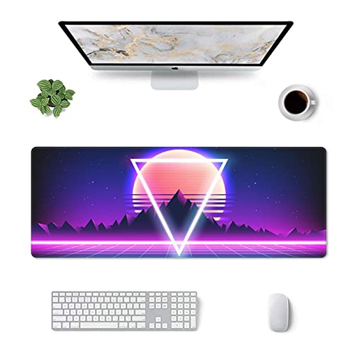 Echoserein Retro Vaporwave Gaming Mouse Pad Cool Desk Mat Synthwave Neon Large XL Long Extended Pads Big Mousepad for Home Office Decor Accessories - Image 2