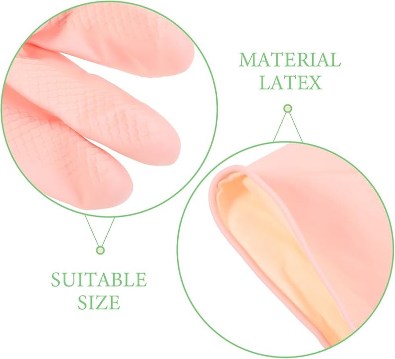 Reusable Latex Dishwashing Gloves Medium Non Slip Kitchen Cleaning Gloves Pink Orange - Image 4