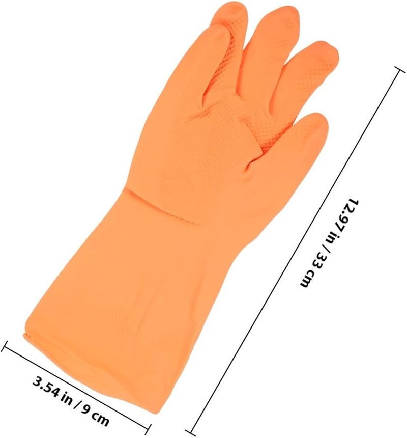 Reusable Latex Dishwashing Gloves Medium Non Slip Kitchen Cleaning Gloves Pink Orange - Image 3