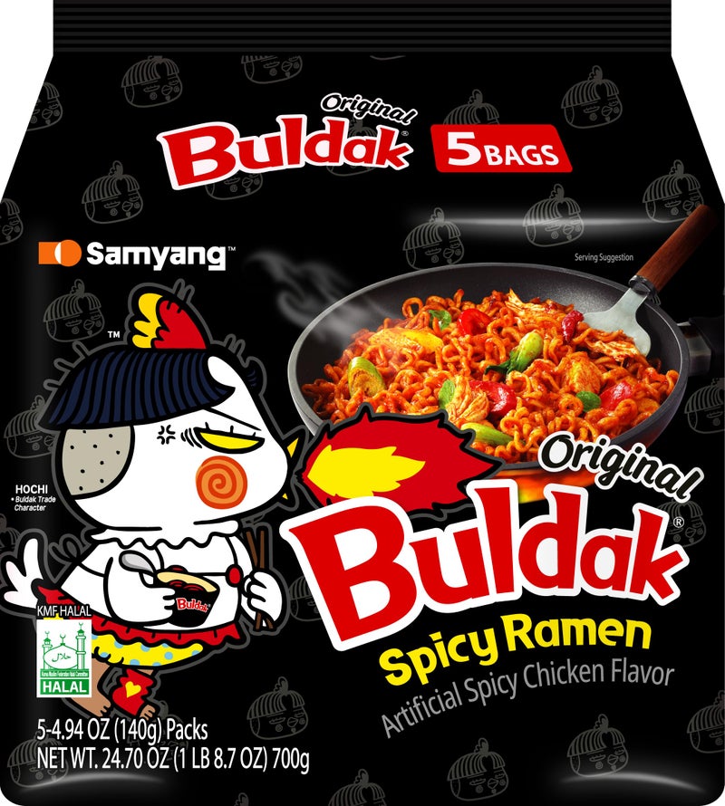 Samyang Buldak Korean Hot Spicy Chicken Stir-Fried Ramyun Noodles 4.94 oz (Pack of 5) - Image 1