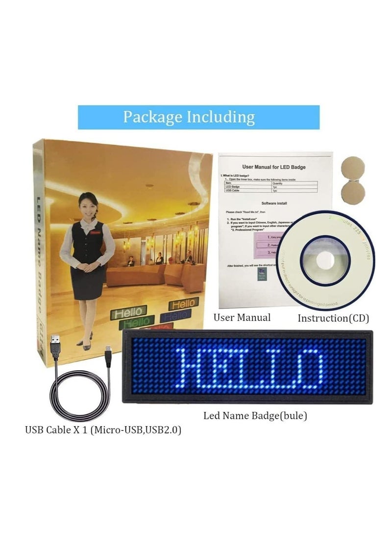 SYOSI LED Name Tag for Business, USB Programming Digital Display, 44 x 11 Pixels Use Rechargeable LED Card Screen, High-Quality Chip, Super Standby, for Bar Hotel Party Supermarket School and Restaurant - Image 2