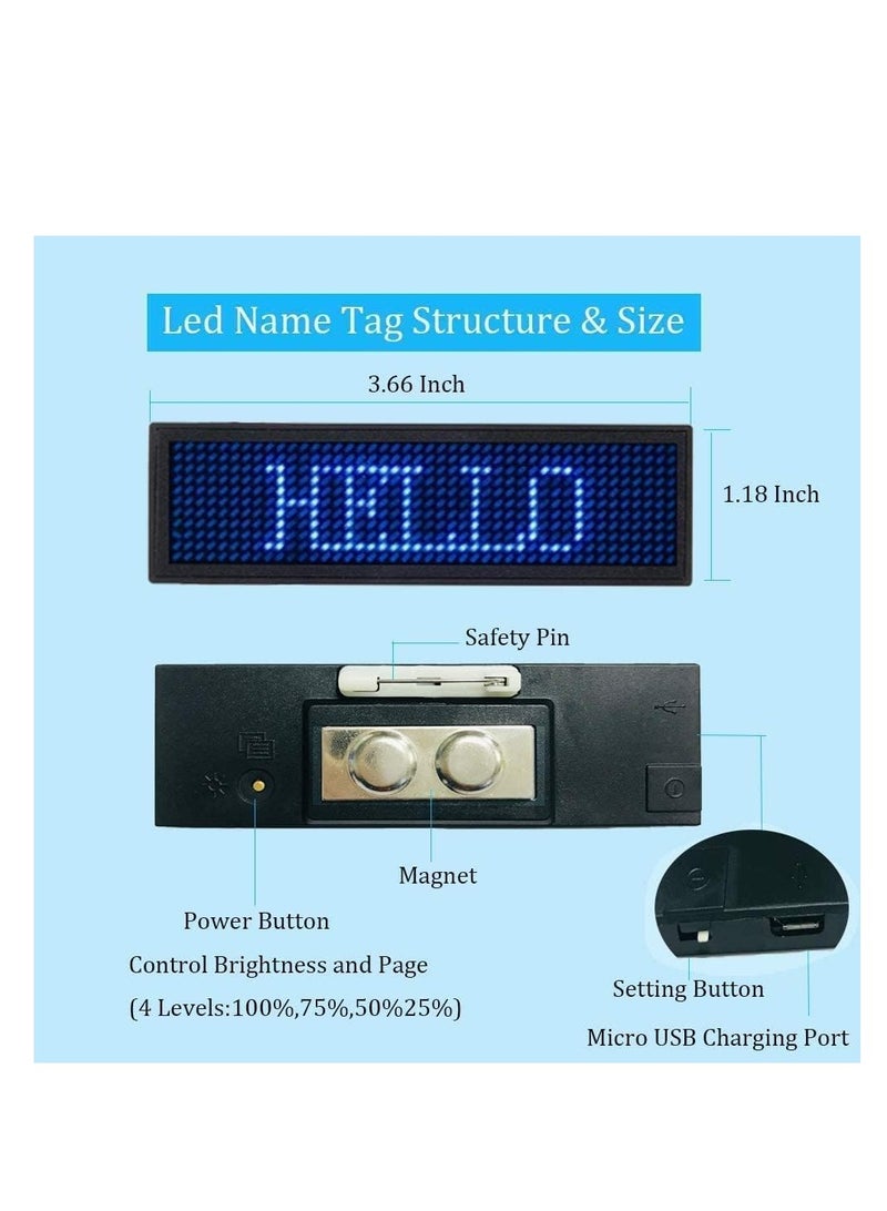 SYOSI LED Name Tag for Business, USB Programming Digital Display, 44 x 11 Pixels Use Rechargeable LED Card Screen, High-Quality Chip, Super Standby, for Bar Hotel Party Supermarket School and Restaurant - Image 4