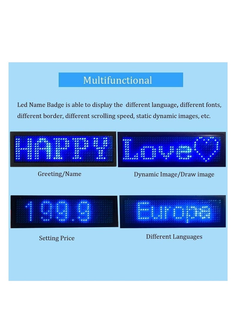SYOSI LED Name Tag for Business, USB Programming Digital Display, 44 x 11 Pixels Use Rechargeable LED Card Screen, High-Quality Chip, Super Standby, for Bar Hotel Party Supermarket School and Restaurant - Image 3