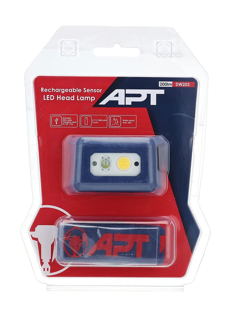 Apt Rechargeable sensor led head lamp 200 lm  - Image 1