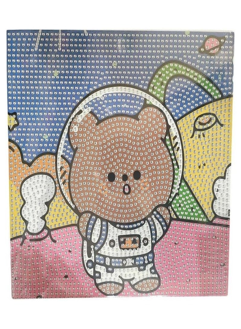 داي مجموعة رسم الماس ثلاثية الأبعاد للأطفال لتنمية مهارات التركيز والصبر وتحسين التنسيق البصري 20 × 20 سم (دب رائد الفضاء) - Image 1