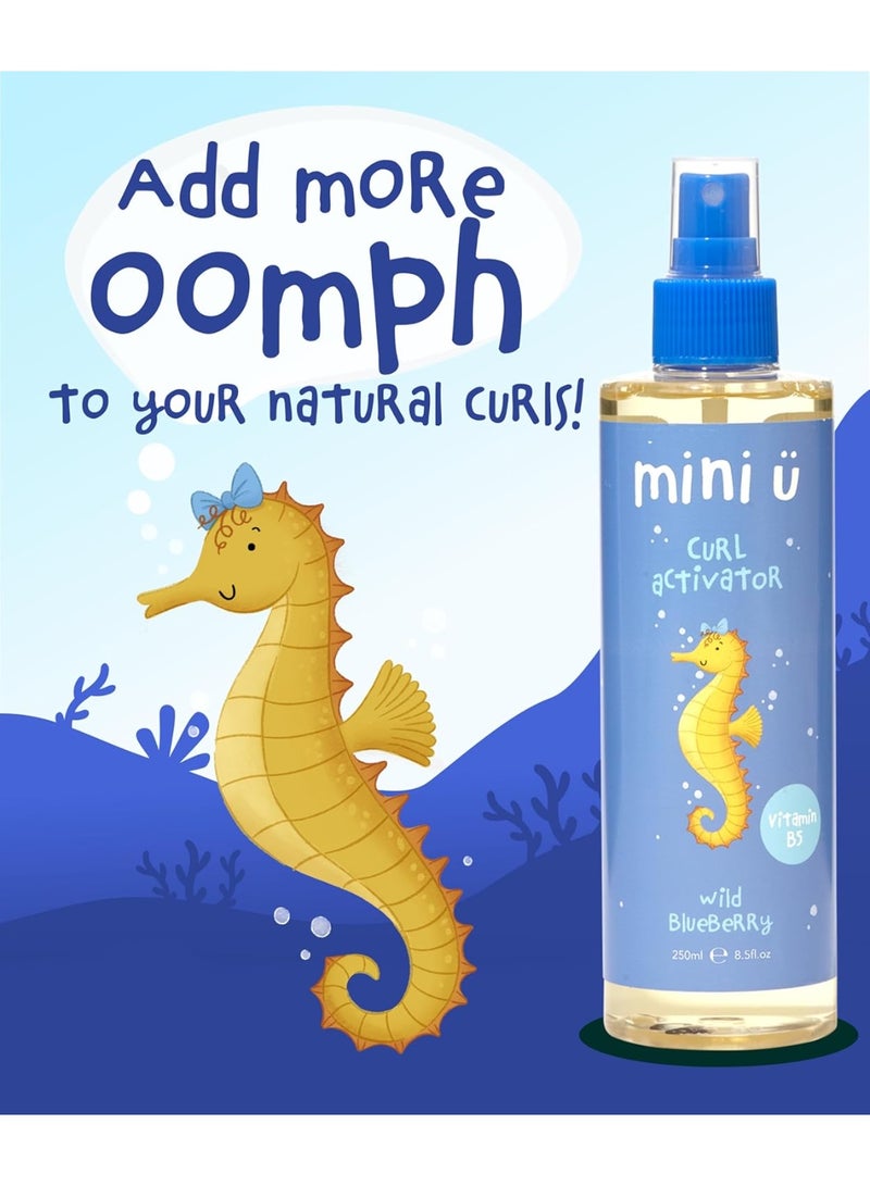 Mini U Wild Blueberry Curl Activator For Kids Curly Hair 250ml, Blueberry Scented Kids Hair Spray With Aloe Vera, Curl Defining Spray For Wavy And Curly Hair, Helps Manage Frizz And Flyaways, Vegan Hair Styling Spray - Image 2