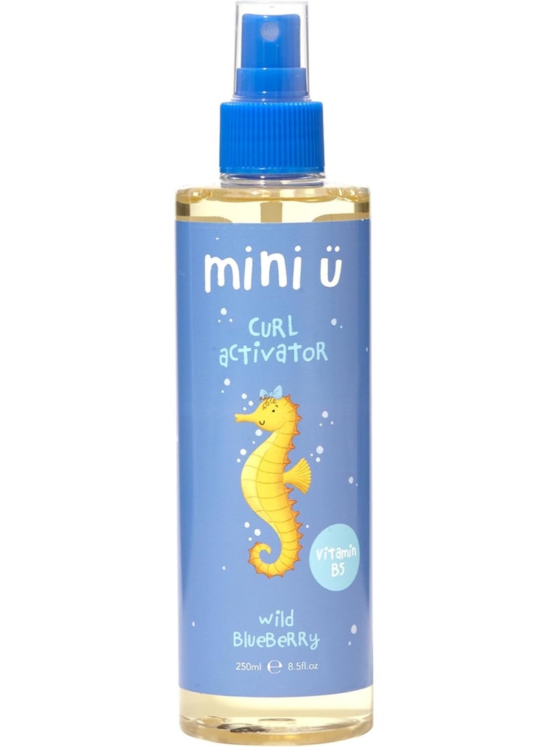 Mini U Wild Blueberry Curl Activator For Kids Curly Hair 250ml, Blueberry Scented Kids Hair Spray With Aloe Vera, Curl Defining Spray For Wavy And Curly Hair, Helps Manage Frizz And Flyaways, Vegan Hair Styling Spray - Image 1