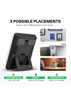 Excefore مقياس حرارة داخلي خارجي، مقياس حرارة رقمي ومقياس رطوبة مع 3 حساسات عن بعد، مقياس رطوبة رقمي لمسة لاسلكي، مراقب درجة الحرارة والرطوبة ساعة الطقس الداخلية والخارجية  - Image 2