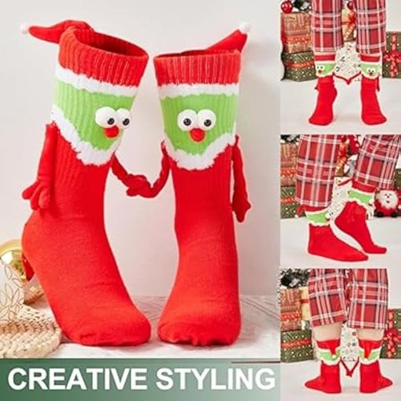 إسكدنيا جوارب يد مغناطيسية مضحكة للزوجين، جوارب يد مغناطيسية مضحكة، أنبوب متوسط للجنسين للأزواج، للأزواج في العطلات، هدية مرحة فريدة، مريحة ومتينة - Image 3