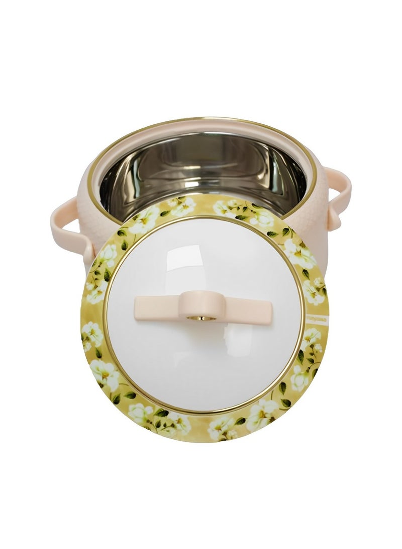 NAYASA 1500ml Stainless Steel Insulated Casserole Hotpot in Beige with Elegant Floral Design, Thermal Food Container Serving Dish with Comfortable Handles - Image 3