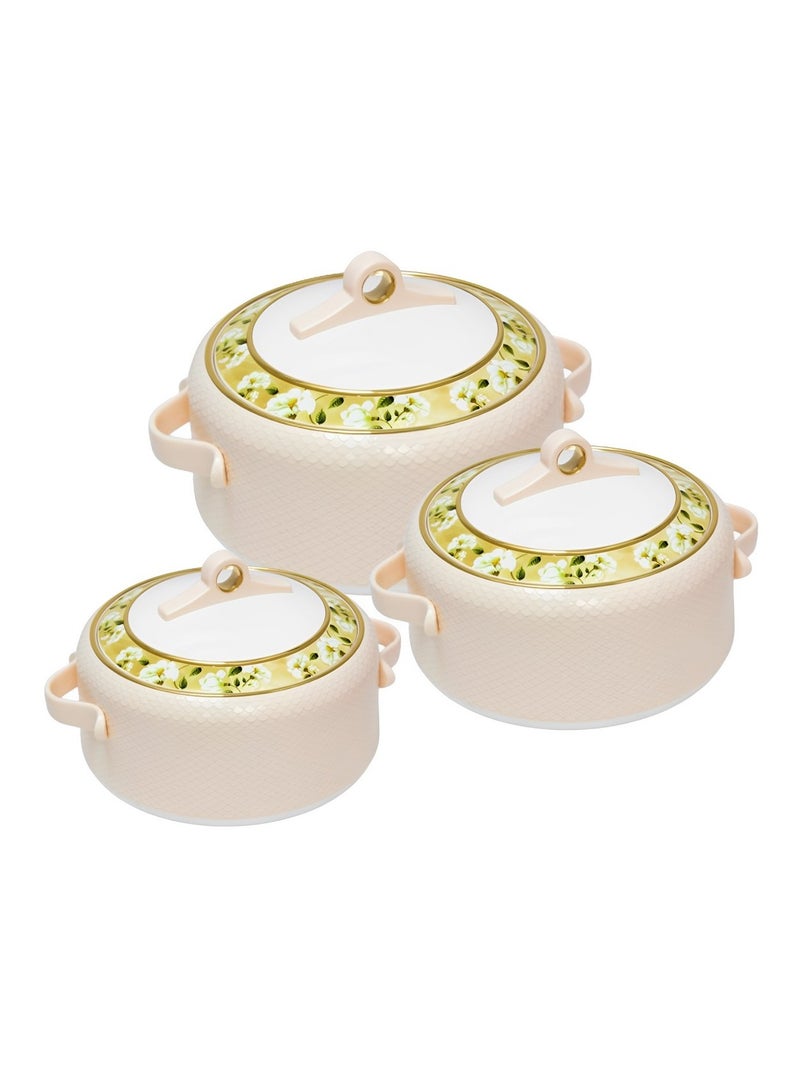 NAYASA 1500ml Stainless Steel Insulated Casserole Hotpot in Beige with Elegant Floral Design, Thermal Food Container Serving Dish with Comfortable Handles - Image 4