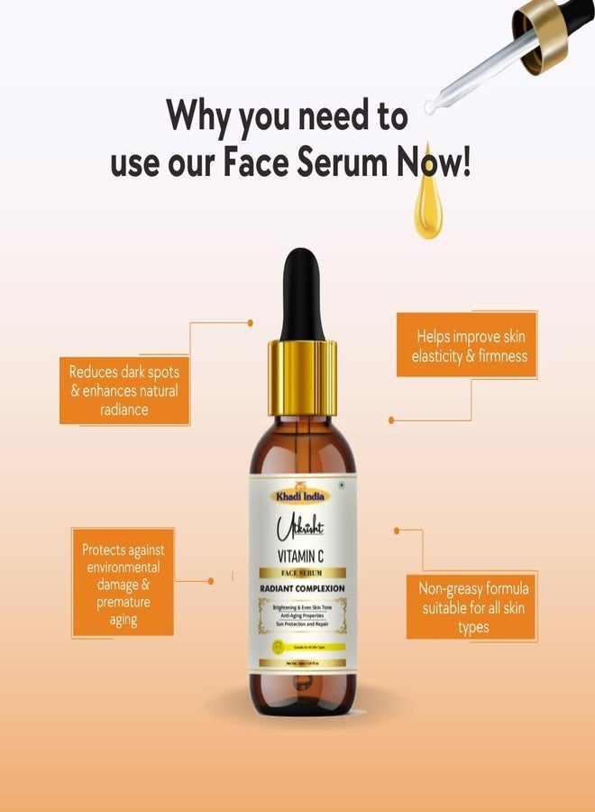 Utkrisht Utkristh Khadi Vitamin C Face Serum For Glowing Skin 30ml | Radiant Complexion, Brightening & Even Skin Tone | Anti Aging, Dark Spot Reduction, Non Greasy | For All Skin Types | Men & Women - Image 5