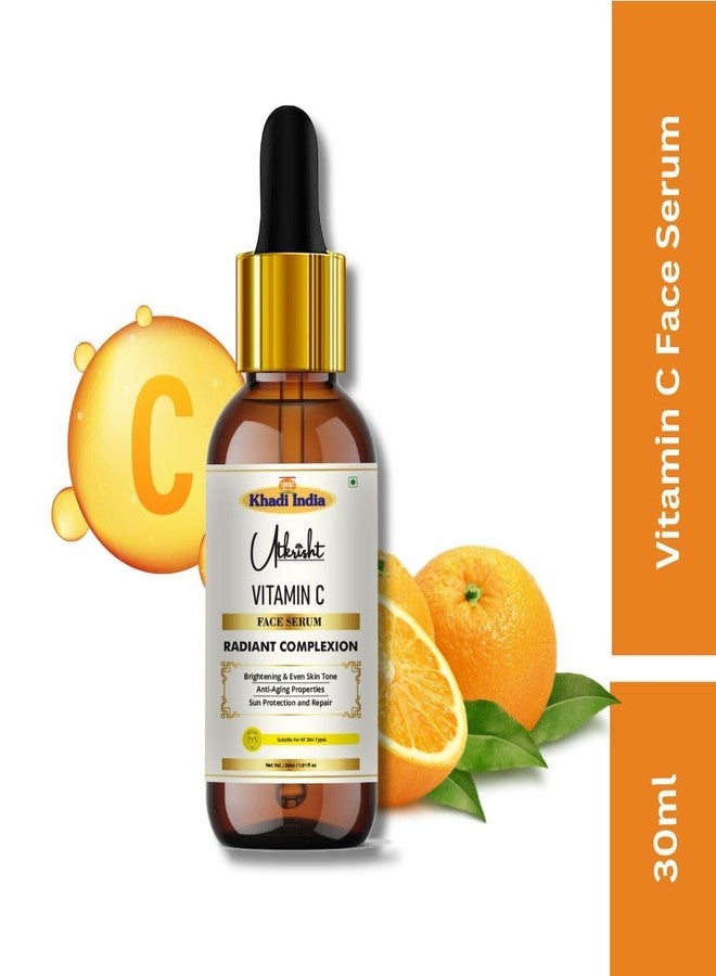 Utkrisht Utkristh Khadi Vitamin C Face Serum For Glowing Skin 30ml | Radiant Complexion, Brightening & Even Skin Tone | Anti Aging, Dark Spot Reduction, Non Greasy | For All Skin Types | Men & Women - Image 3