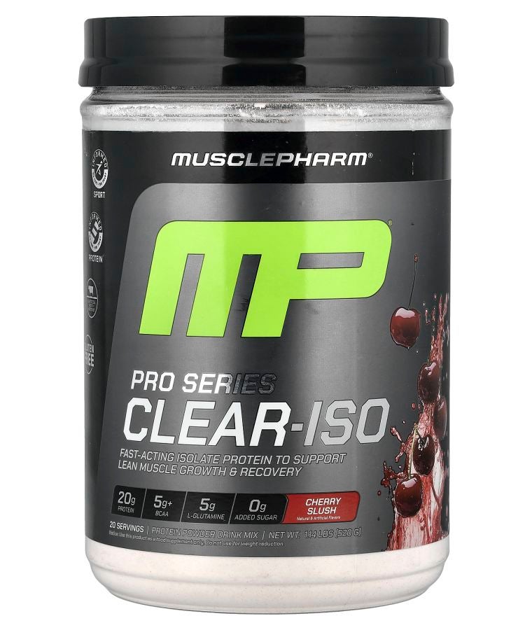 MusclePharm Pro Series Clear-ISO Protein Powder Drink Mix Cherry Slush 1.14 lbs (520 mg)