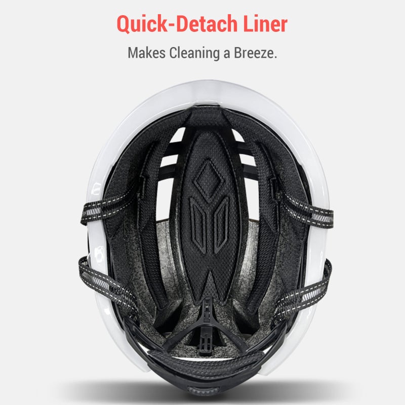 Lightweight Helmet: White PC Shell + EPS Foam, 16 Vent Holes - Magnetic Buckle, Detachable Liner for Urban Commute, Electric Scooter Riders - Image 2