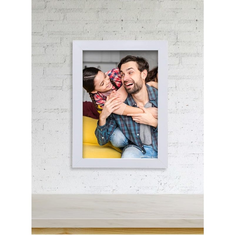حامل حائط زجاجي من الخشب المحبب وصورة مقاس A4 وسطح طاولة باللون الأبيض مقاس 25 × 34 سم - Image 2