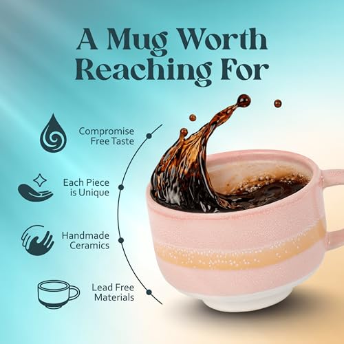 NOVA CERAMICS Ceramic Mug - Large Coffee Mug with Handle - 16 oz coffee cups - Microwave & Dishwasher Safe - Gifts For Women Men Him Her - 16oz - Afterglow - Image 3