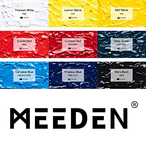 MEEDEN مجموعة ألوان الأكريليك من MEEDEN - 60 مل / 2 أونصة * 9 أنابيب ألوان أكريليك ثقيلة - مستلزمات فنية للرسم على القماش - Image 2