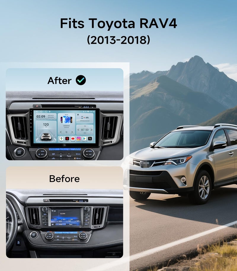 AINAVIGO 10.2" Car Radio Stereo for Toyota RAV4 2013-2018 - Wireless CarPlay & Android Auto | IPS HD 5G WiFi Touchscreen | GPS Navigation | Bluetooth FM with SWC | HD Backup Camera - Image 2