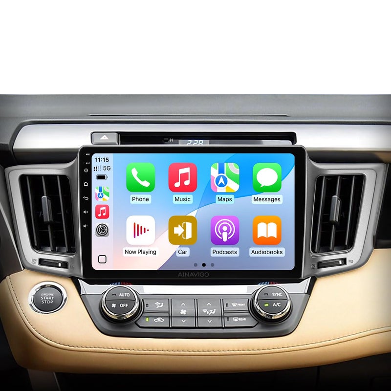AINAVIGO 10.2" Car Radio Stereo for Toyota RAV4 2013-2018 - Wireless CarPlay & Android Auto | IPS HD 5G WiFi Touchscreen | GPS Navigation | Bluetooth FM with SWC | HD Backup Camera - Image 1