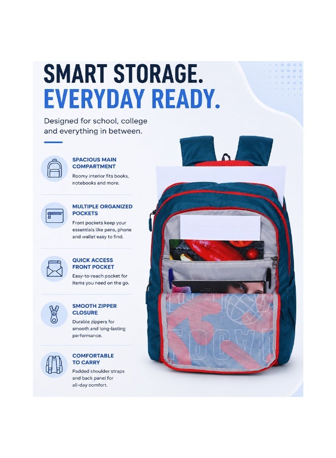 AMERICAN TOURISTER quad 2.0 backpack, 31.5l capacity, polyester, red/lake green|fits 15.6" laptop|bottle holder|ergo back & shoulder|front pocket - 1 year international warranty - Image 5