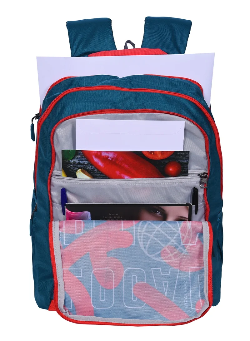 American Tourister Multicolour quad 2.0 backpack, 31.5l capacity, polyester, red/lake green|fits 15.6" laptop|bottle holder|ergo back & shoulder|front pocket - 1 year international warranty  | Best Price UAE