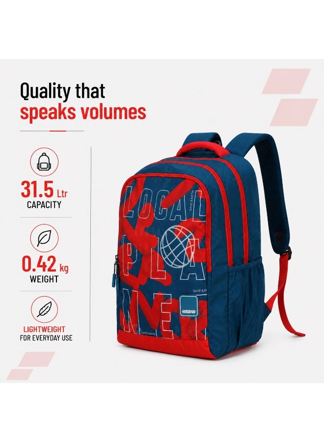AMERICAN TOURISTER quad 2.0 backpack, 31.5l capacity, polyester, red/lake green|fits 15.6" laptop|bottle holder|ergo back & shoulder|front pocket - 1 year international warranty - Image 3