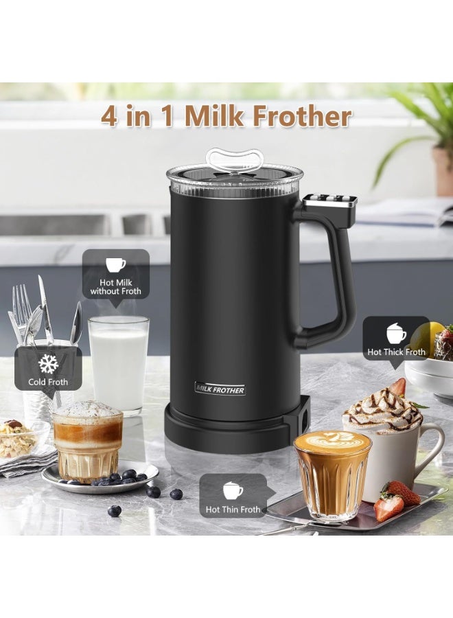 LBMT مخفوق الحليب، جهاز تبخير الحليب الكهربائي 500 واط، صانع رغوة ساخنة وباردة أوتوماتيكي ومسخن حليب، للاتيه والكابتشينو والمكياتو، 350 مل - Image 2