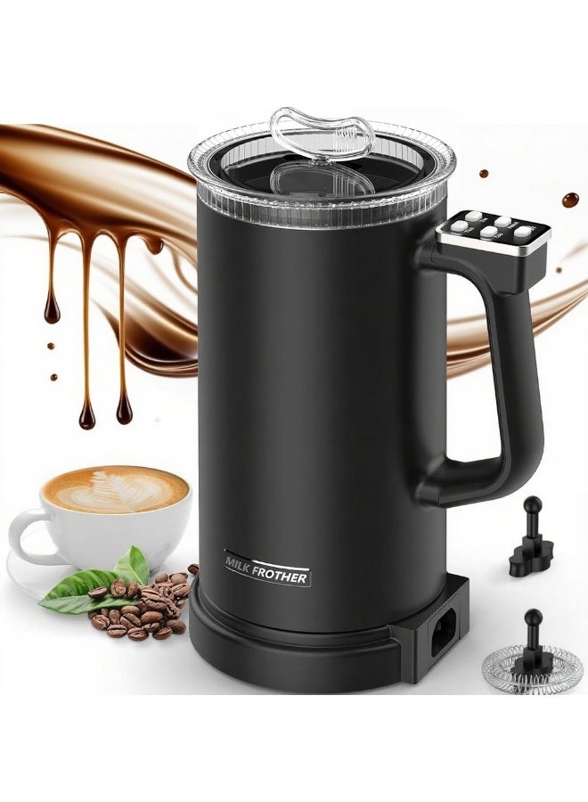 LBMT مخفوق الحليب، جهاز تبخير الحليب الكهربائي 500 واط، صانع رغوة ساخنة وباردة أوتوماتيكي ومسخن حليب، للاتيه والكابتشينو والمكياتو، 350 مل - Image 1