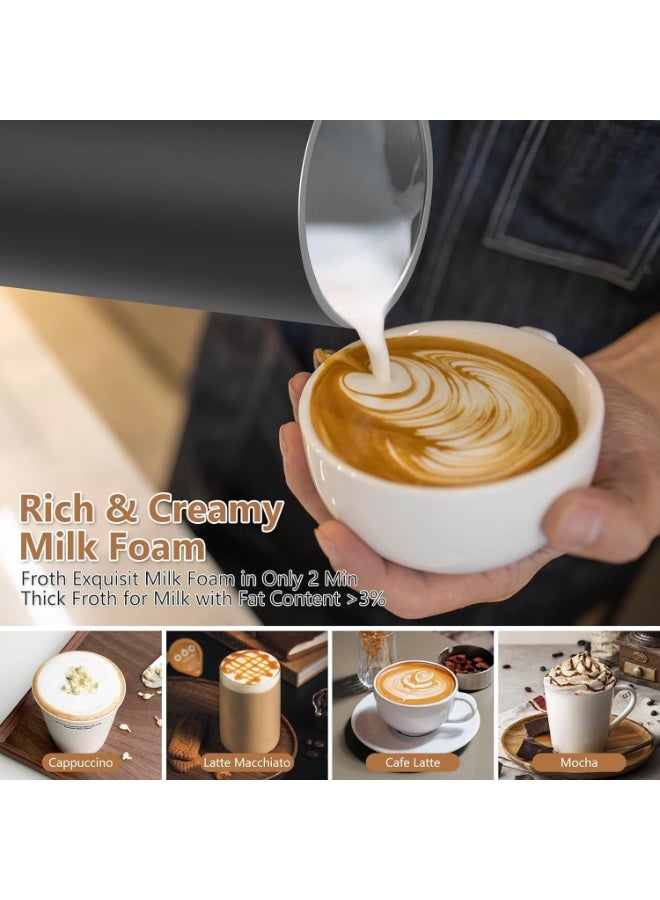 LBMT مخفوق الحليب، جهاز تبخير الحليب الكهربائي 500 واط، صانع رغوة ساخنة وباردة أوتوماتيكي ومسخن حليب، للاتيه والكابتشينو والمكياتو، 350 مل - Image 3