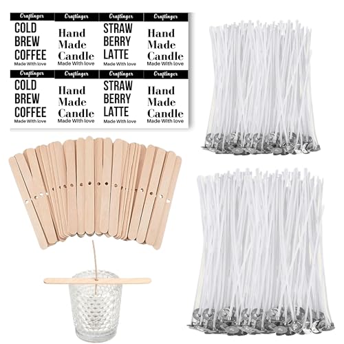 Craftinger Candle Making Kit Wicks Kit | 50 x 4 + 50 x 3 Cotton Wicks, 25 Wick Holders & Free Jar Stickers | DIY Candle Making kit | DIY Candle Kit for Home & Gift for Beginner Kit for Adults - Image 1