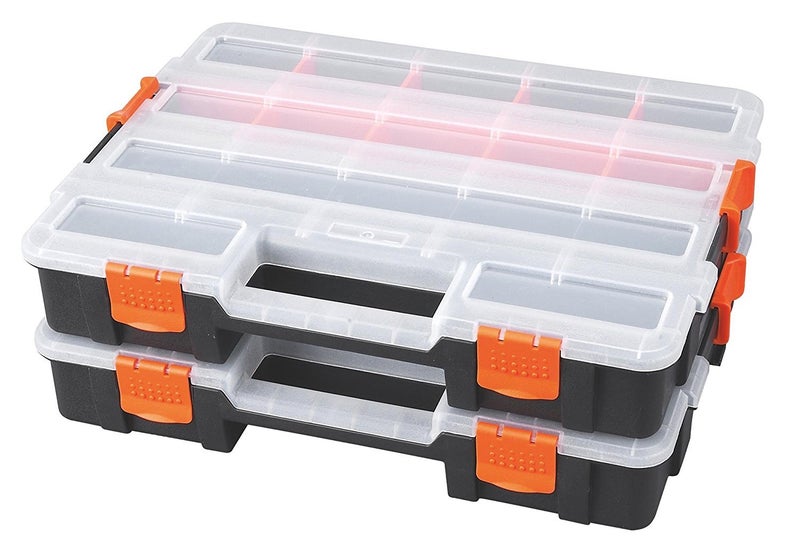 Tactix 320034 15Compartment Interlocking Small Parts Organizer In Black 2 Pack
