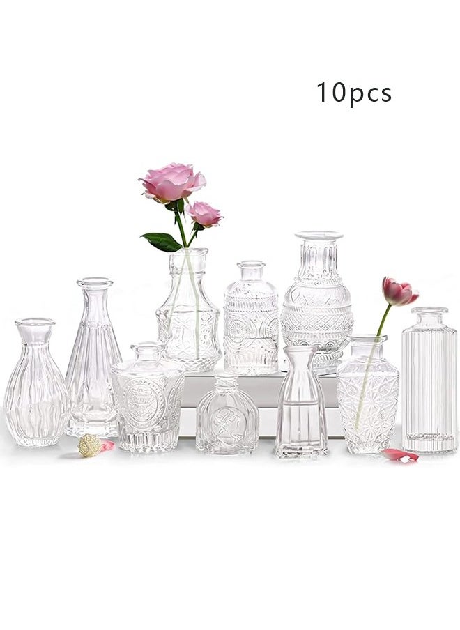 DUKASOU Ramadan Decoration 10 Pcs Bud Vases, Small Vase for Flowers, Glass Vase for Home Decor, Wedding Decorations, Clear Flower Vases for Centerpieces, Vintage Vase for Home Decor  - Image 4