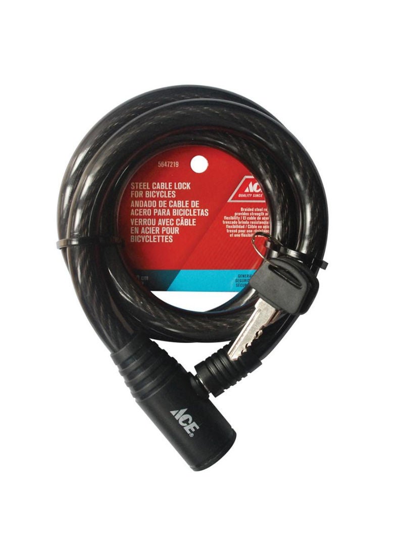 ACE Steel Bicycle Cable Lock W Keys 100 x 1 5 cm