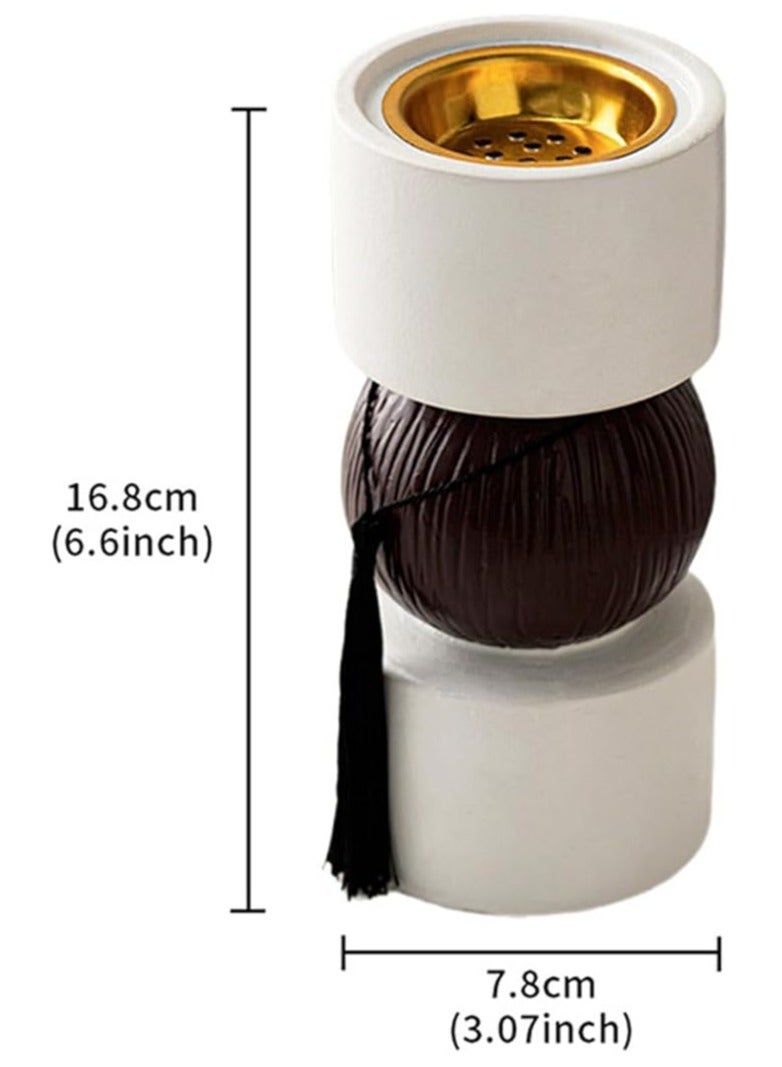 Bakhoor Burner Mabkhara Incense Holder with Tassel – Heat Resistant Ceramic & Wood Oud Burner for Arabic, Morden Home, Frankincense, Charcoal Incense - Image 5
