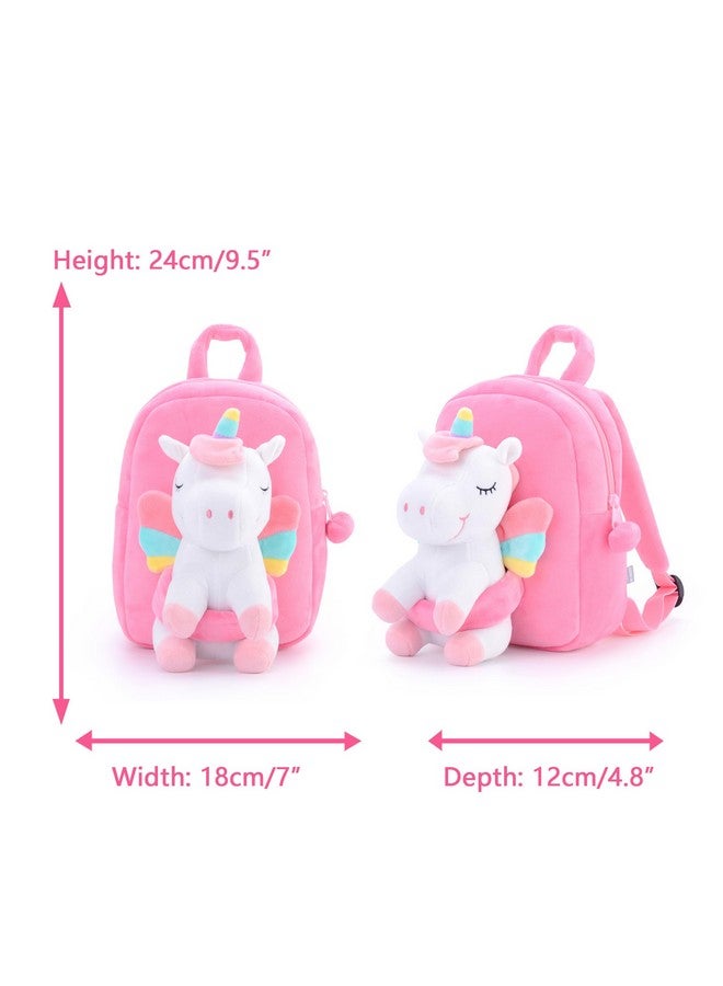 Gloveleya Unicorn Backpack for Girls Kids Backpack Plush Unicorn Toy Gifts for Kids Baby Napkins Snack Books Bag White 9 Inches - Image 2