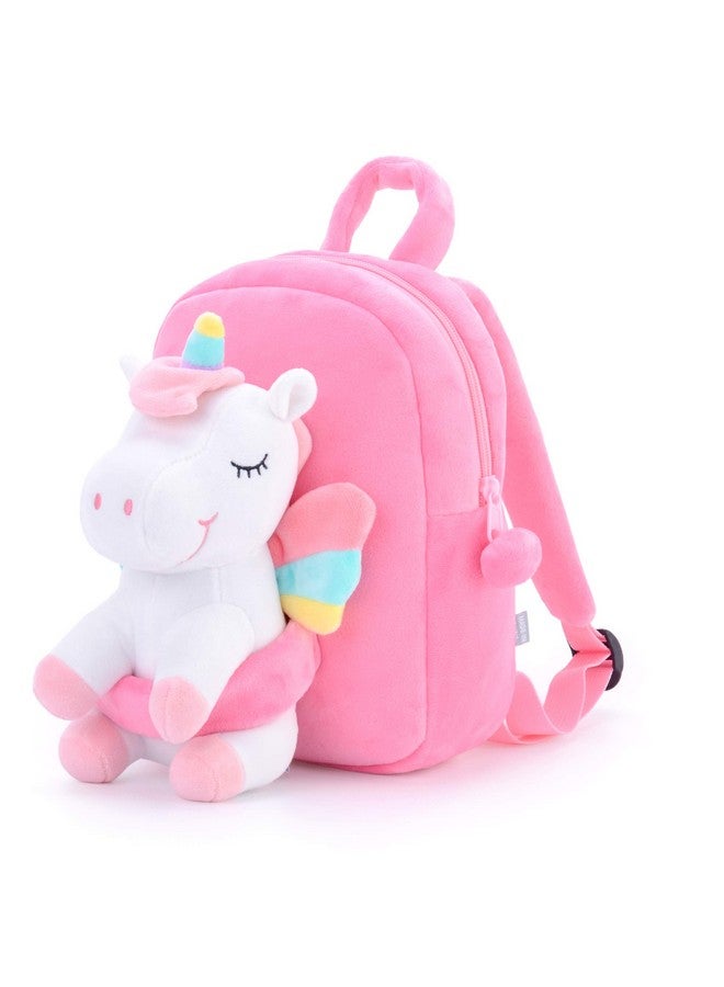 Gloveleya Unicorn Backpack for Girls Kids Backpack Plush Unicorn Toy Gifts for Kids Baby Napkins Snack Books Bag White 9 Inches - Image 1