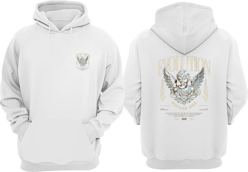 The Wert Unisex Evolution Fature Era Design Front Back Printed Regular Fit White Sweatshirt  - Image 1