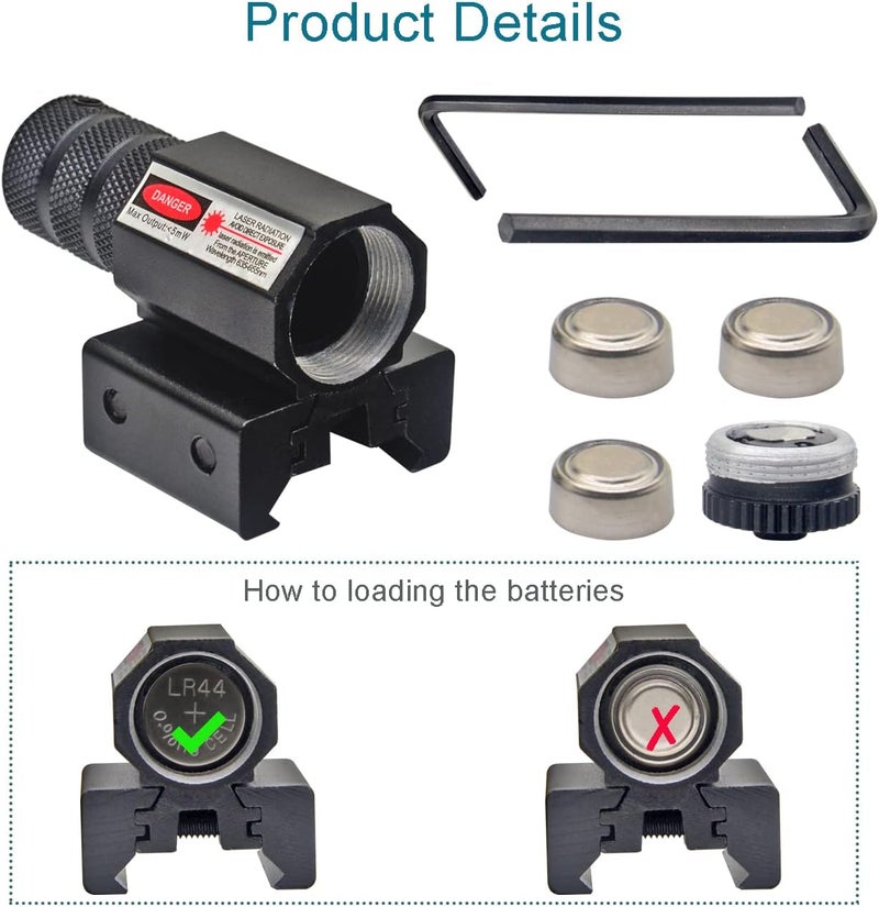 MOSANDON Compact Tactical Red/Green Beam Laser Sight,Laser Dot Sight Scope for Rifles Pistols Handguns fits Standard 20mm/11mm Picatinny Rail Mount - Image 4