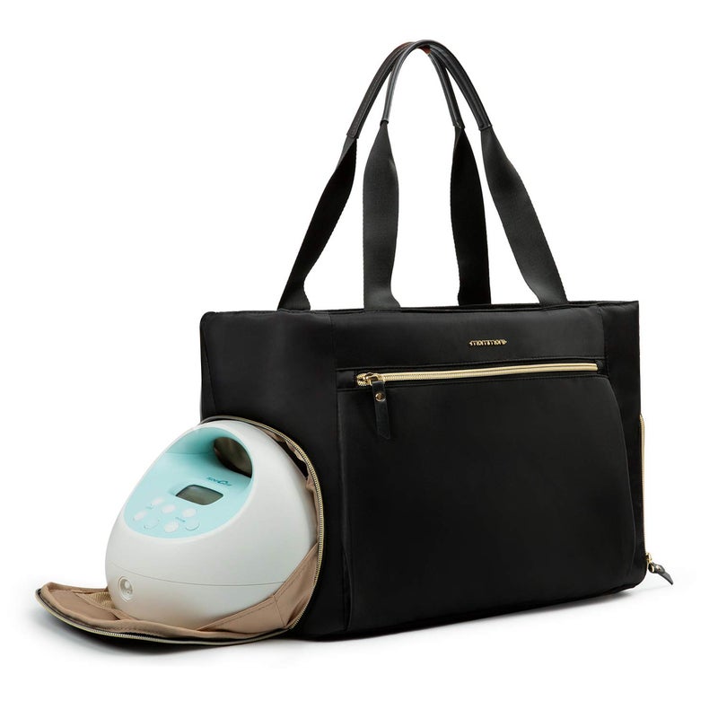mommore Breast Pump Bag Diaper Tote Bag with 15 Inch Laptop Sleeve Fit Most Breast Pumps Like Medela, Spectra S1,S2, Evenflo - Image 1