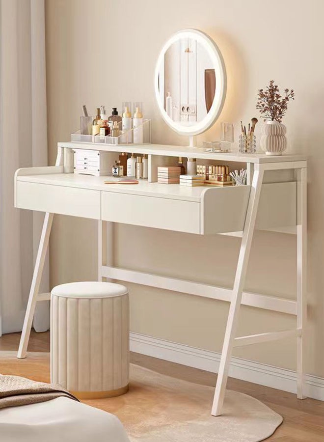 Sharpdo 80*40*126 cm Modern Vanity Table with LED Mirror, Bedroom Dresser Table Makeup Table With 2 Drawers and Shelf - Image 1